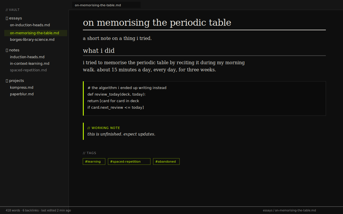 the theme in dark mode